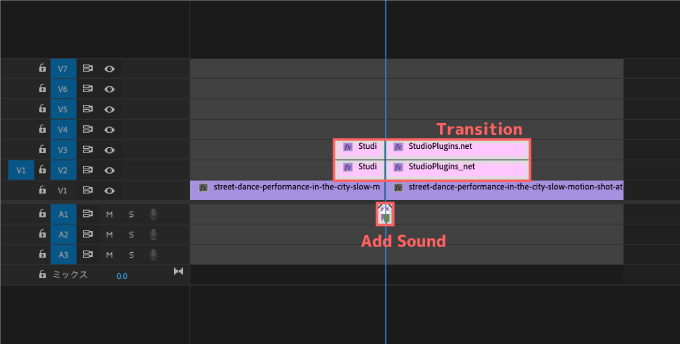 Premiere Studio 無料 トランジション プリセット Add Sound