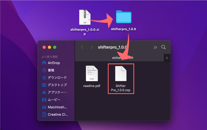 Shifter Pro for Premiere Pro インストール 方法 zxp