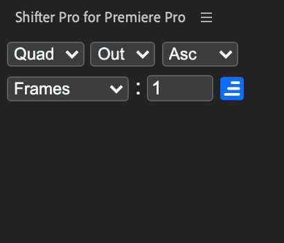 Shifter Pro for Premiere Pro ツールパネル